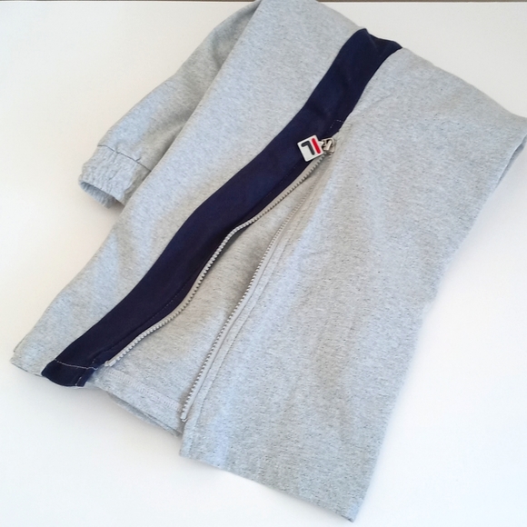 *Relisted* Fila Grey Blue Racer Stripes 3/4 "Zip Leg" Wide Leg Sweatpant Pants S - Picture 15 of 16